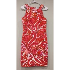Skirtin Around Pink Red White Floral Racerback Dress Size 8